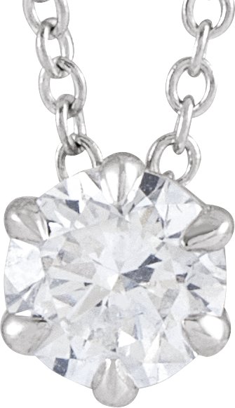 14K White 3/8 CT Lab-Grown Diamond Solitaire 16-18" Necklace