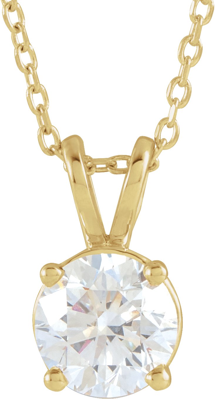 14K Yellow  1 CT Lab-Grown Diamond Solitaire 16-18" Necklace