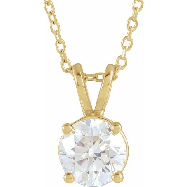 14K Yellow  1 CT Lab-Grown Diamond Solitaire 16-18" Necklace