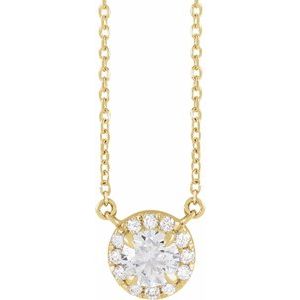14K Yellow 5/8 CTW Lab-Grown Diamond French-Set 16-18" Necklace