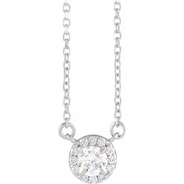 14K White 1/3 CTW Lab-Grown Diamond French-Set 16-18" Necklace