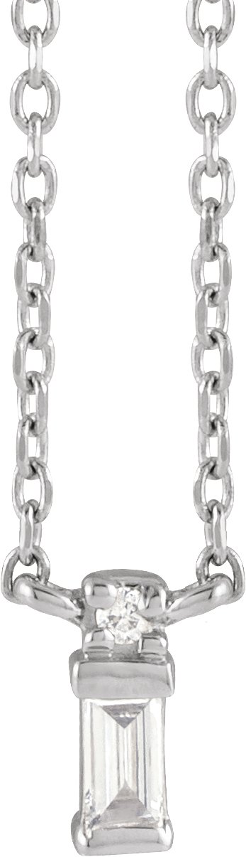 14K White .05 CTW Natural Diamond Bar 18" Necklace