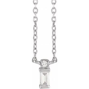 14K White .05 CTW Natural Diamond Bar 18" Necklace