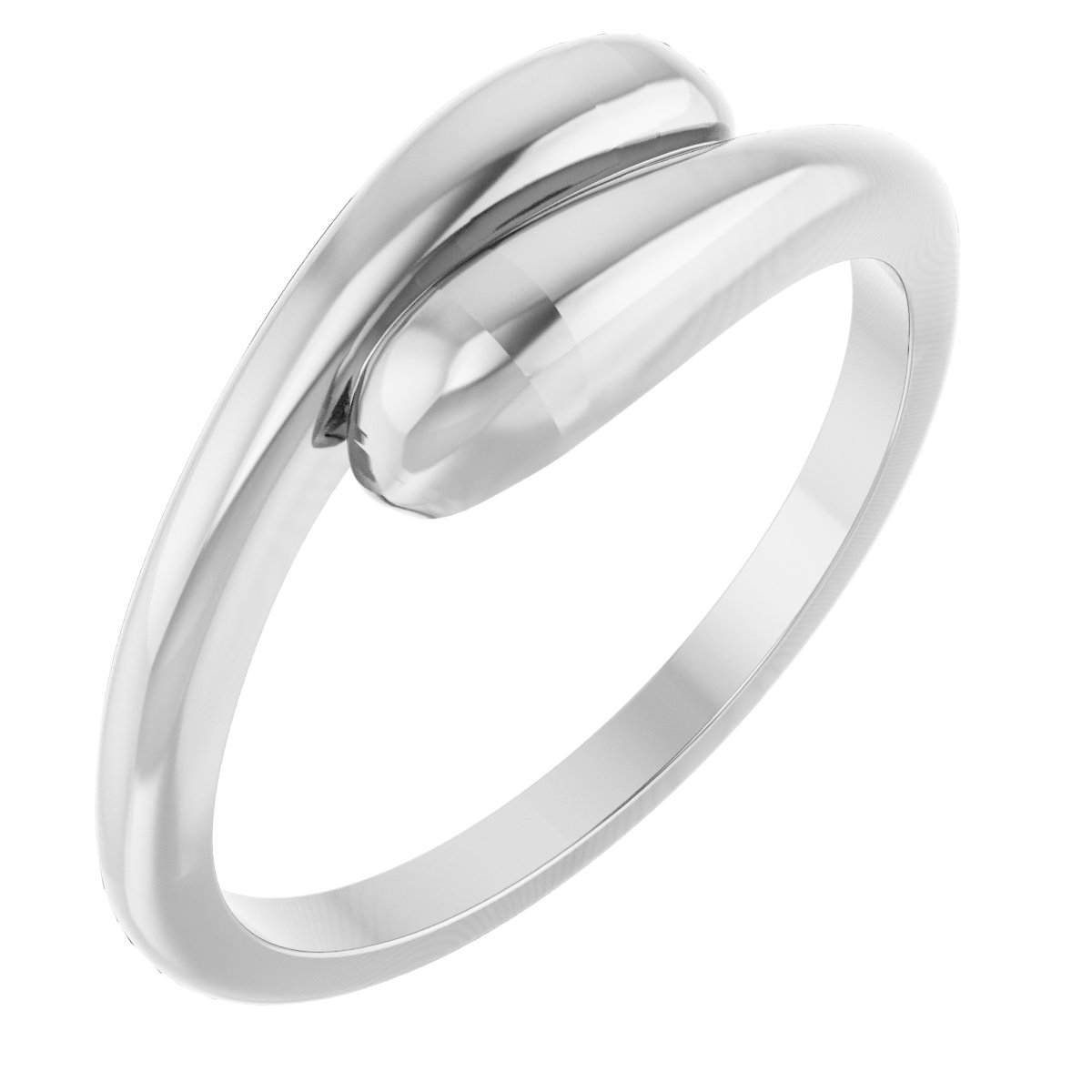 14K White Domed Bypass Ring