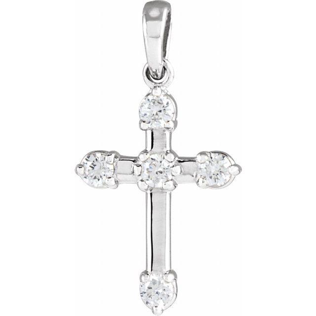 Sterling Silver 1/6 CTW Natural Diamond Cross Pendant