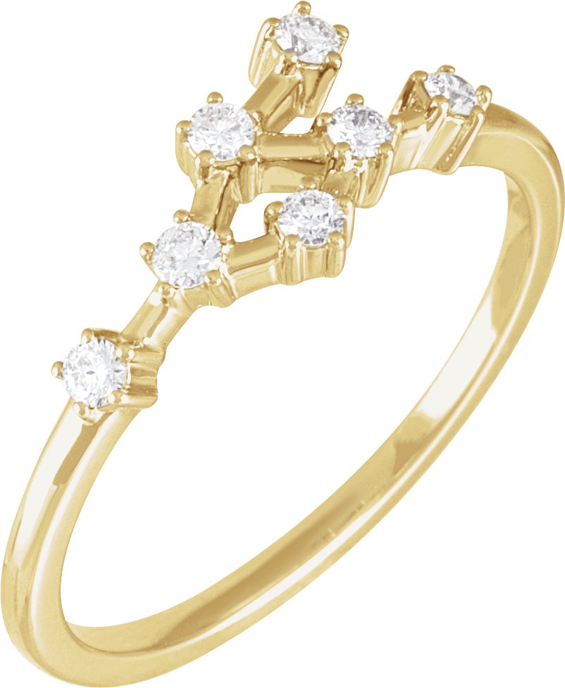 14K Yellow 0.20 CTW Natural Diamond Cancer Constellation Ring Ref 19353202