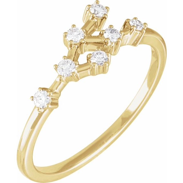 14K Yellow 1/5 CTW Natural Diamond Cancer Constellation Ring
