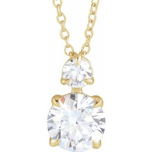 14K Yellow 1 CTW Lab-Grown Diamond Claw-Prong 16-18" Necklace