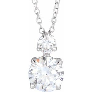 14K White 1 CTW Lab-Grown Diamond Claw-Prong 16-18" Necklace