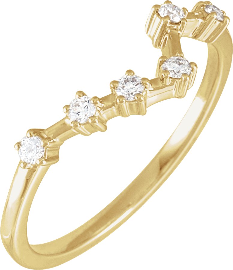 14K Yellow 1/6 CTW Natural Diamond Pisces Constellation Ring