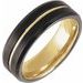 18K Yellow Gold PVD & Black PVD Tungsten 7 mm Size 10 Grooved Band