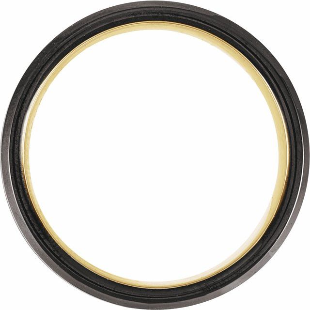 18K Yellow Gold PVD & Black PVD Tungsten 7 mm Grooved Beveled Band Size 4