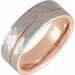18K Rose Gold PVD Tungsten 8 mm Size 10 Grooved Band