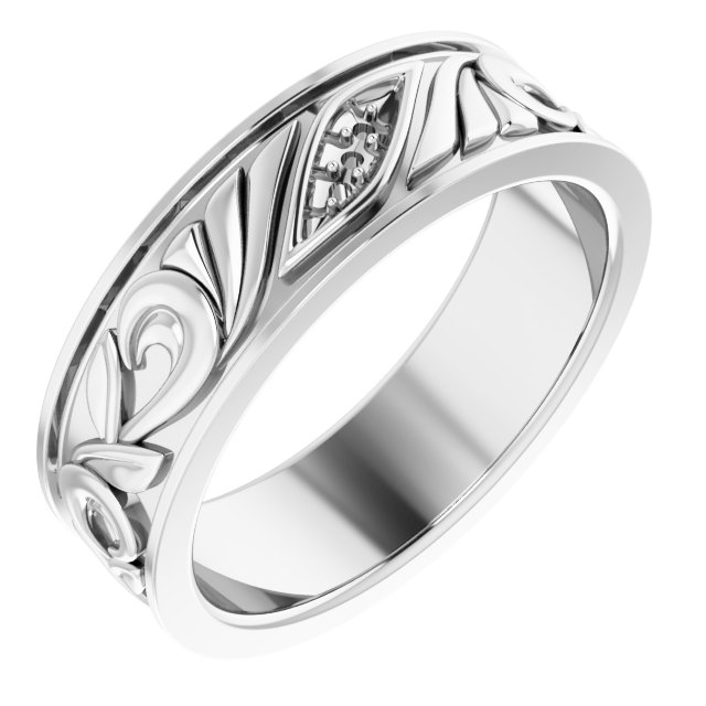 Three-Stone Floral Flat Band
