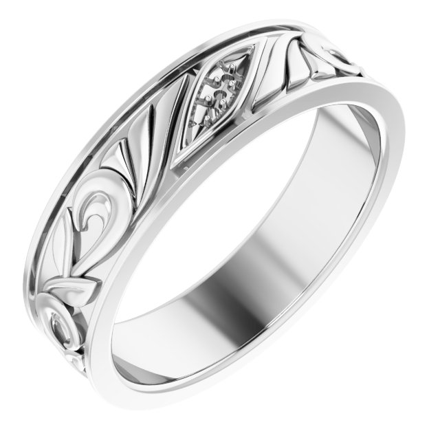 Three-Stone Floral Flat Band