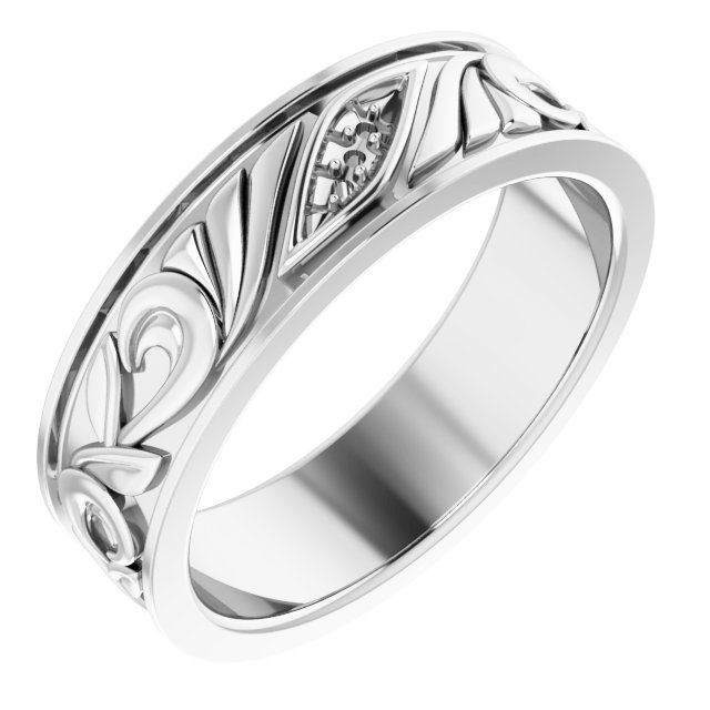 Three-Stone Floral Flat Band