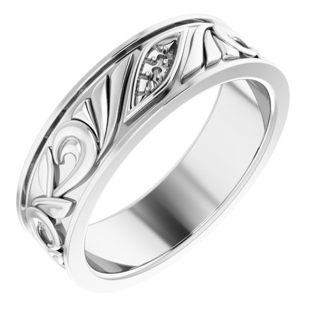Three-Stone Floral Flat Band