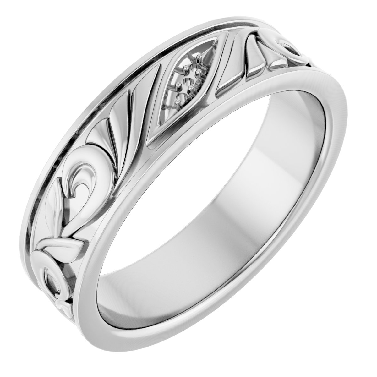 Three-Stone Floral Flat Band