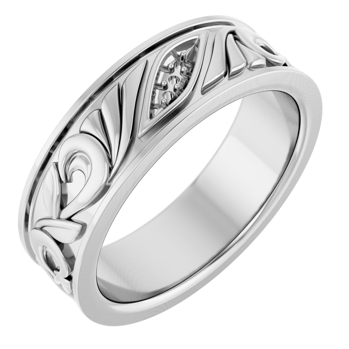 Three-Stone Floral Flat Band