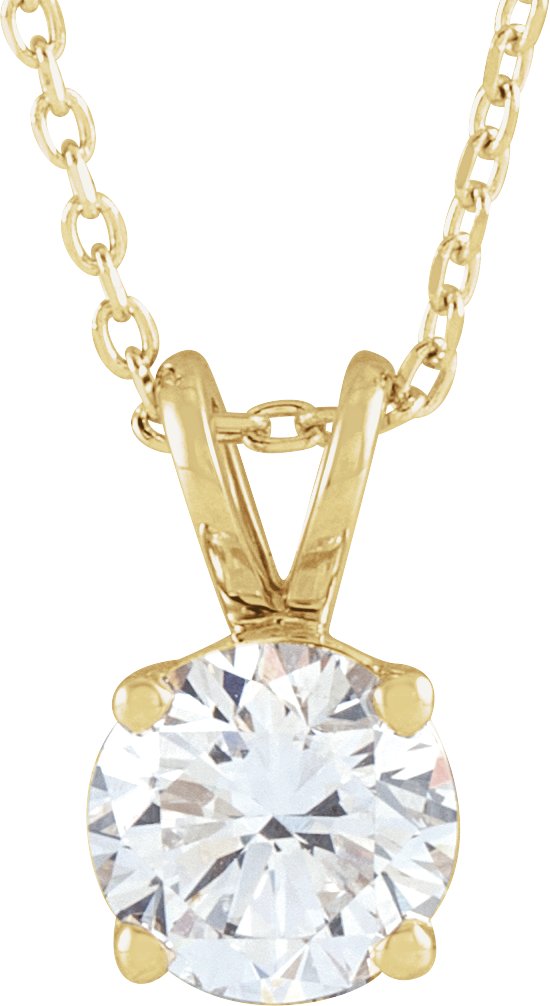 14K Yellow  7/8 CT Lab-Grown Diamond Solitaire 16-18" Necklace