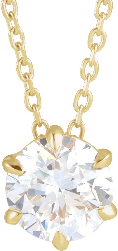 14K Yellow 7/8 CT Lab-Grown Diamond Solitaire 16-18" Necklace