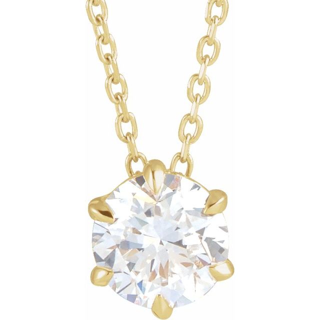 14K Yellow 7/8 CT Lab-Grown Diamond Solitaire 16-18" Necklace