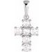 14K White 3/8 CTW Rose-Cut Natural Diamond Cross Pendant