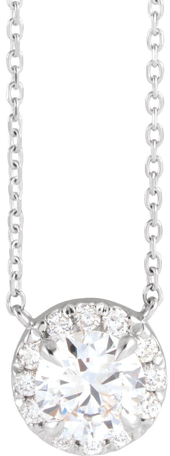 14K White 1 CTW Lab-Grown Diamond French-Set 16-18" Necklace
