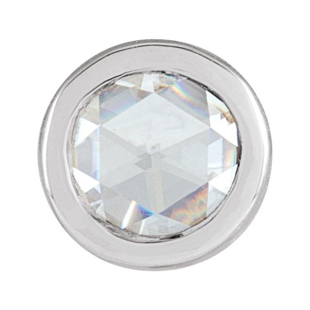 14K White 1/6 CT Rose-Cut Natural Diamond Bezel-Set  Pendant