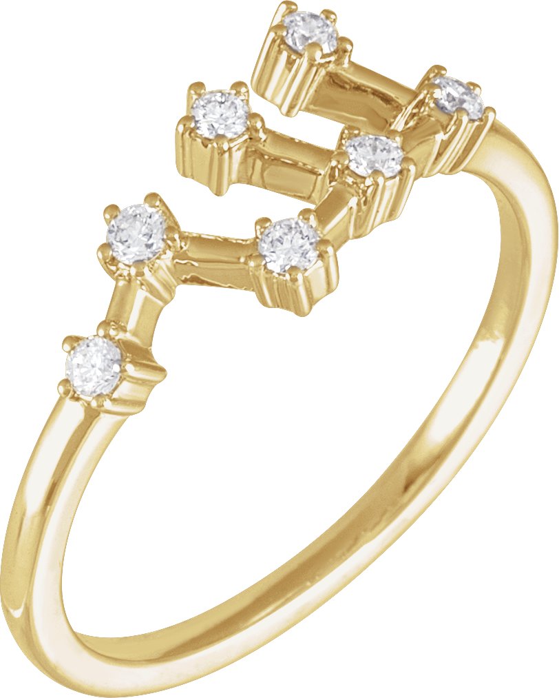 14K Yellow 1/6 CTW Natural Diamond Virgo Constellation Ring