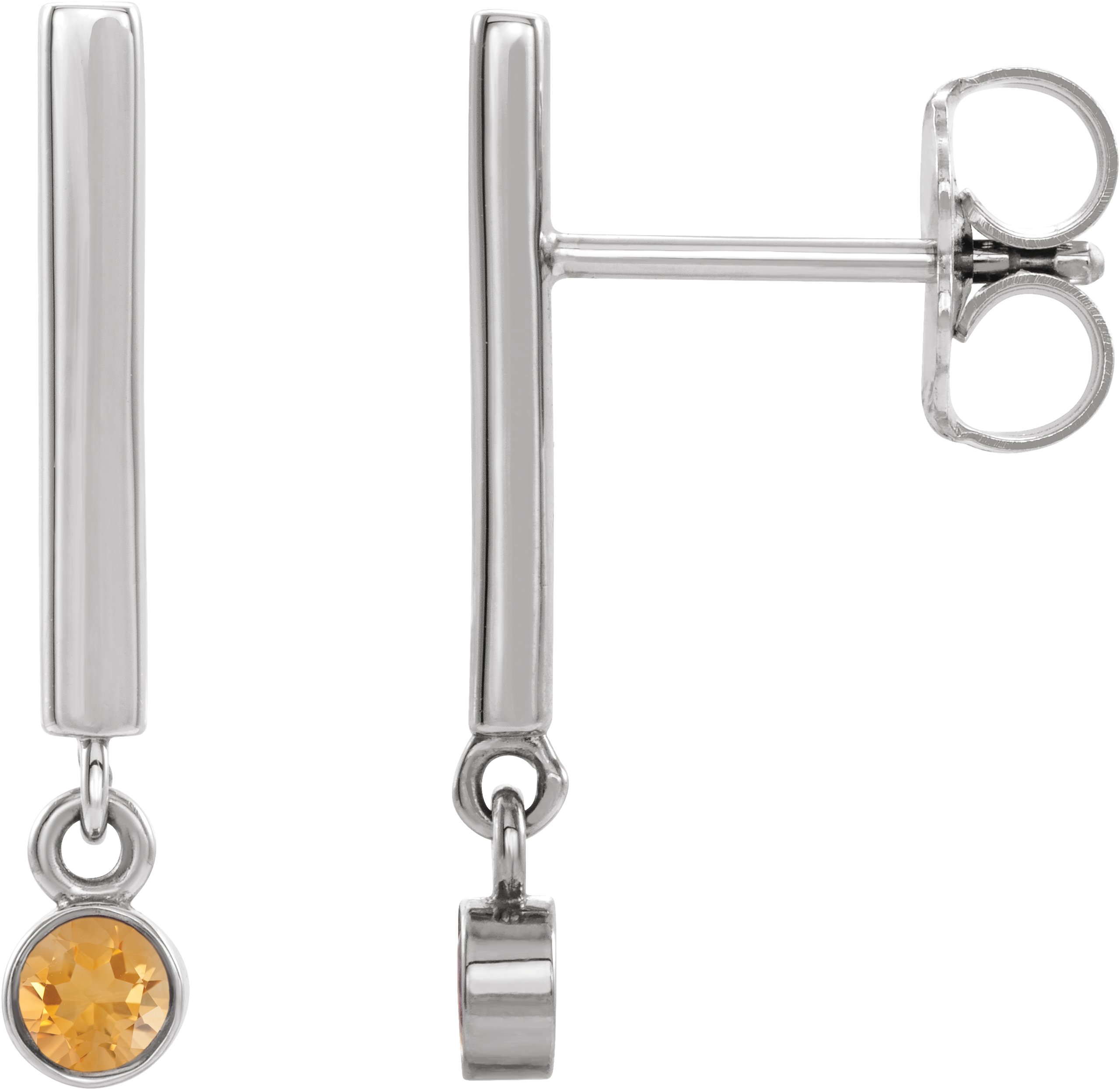 Bezel-Set Bar Earrings