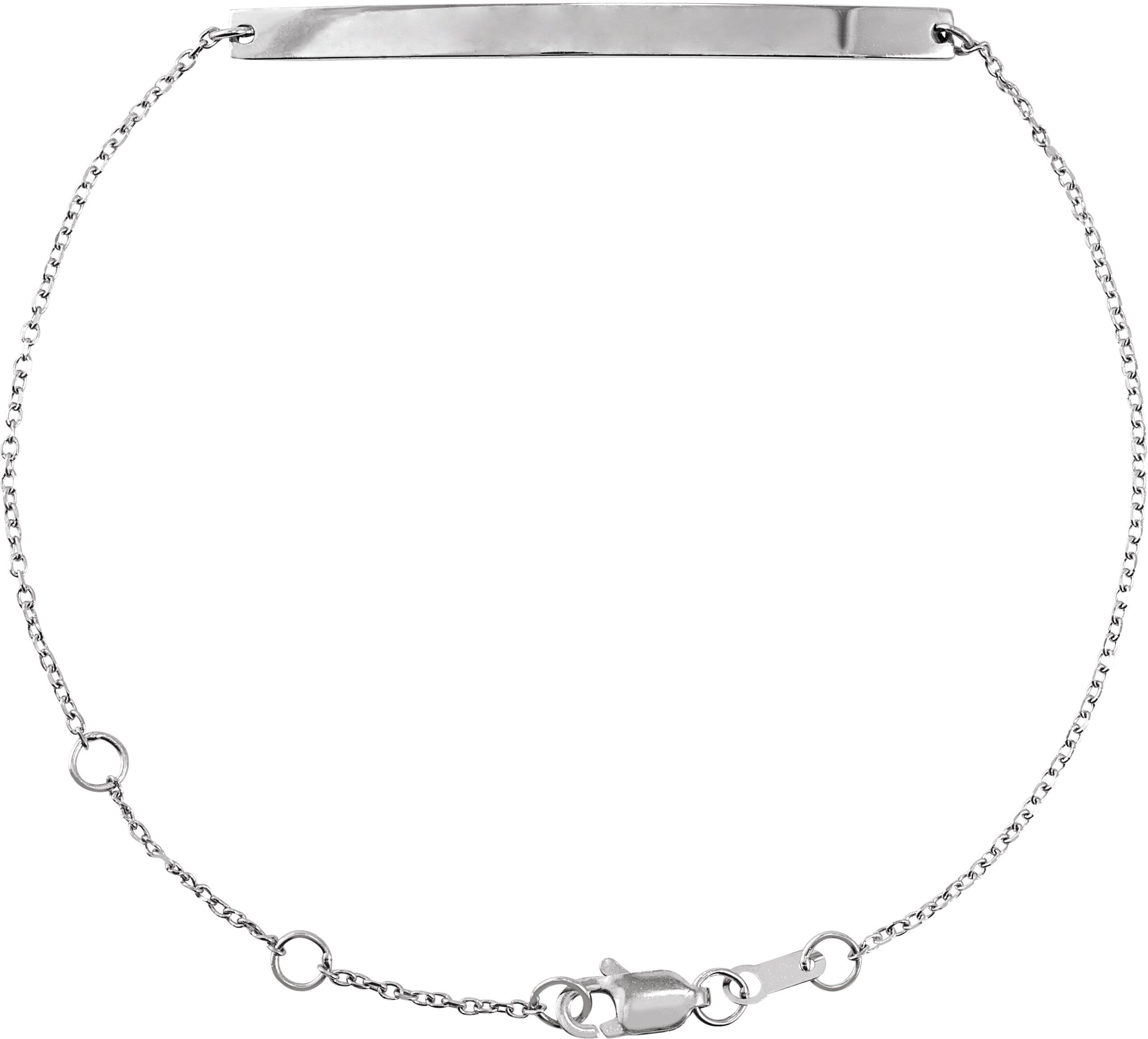 14K White Engravable Skinny Bar 6 1/2-7 1/2" Bracelet