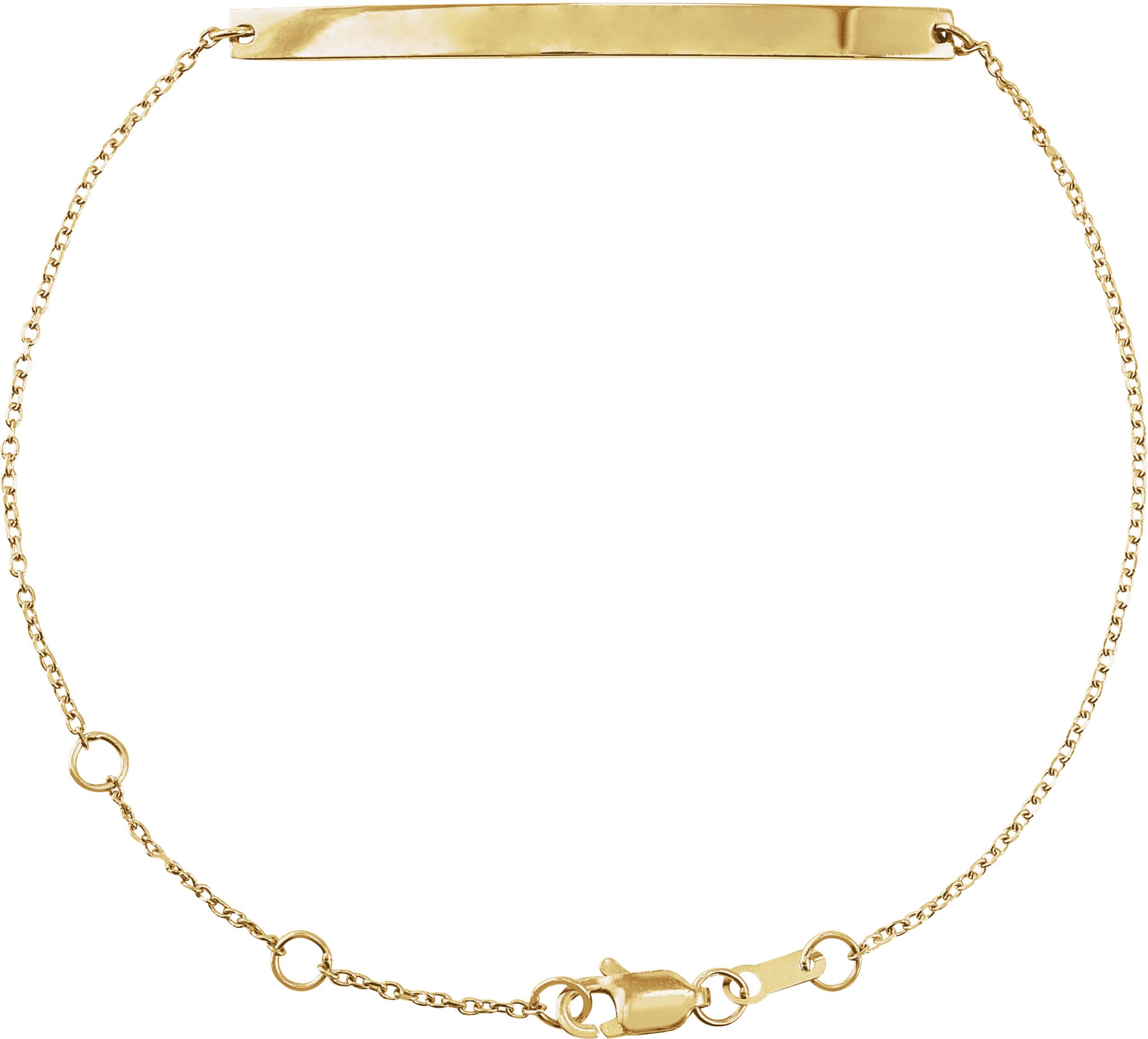 14K Yellow Engravable Skinny Bar 6 1/2-7 1/2 Bracelet