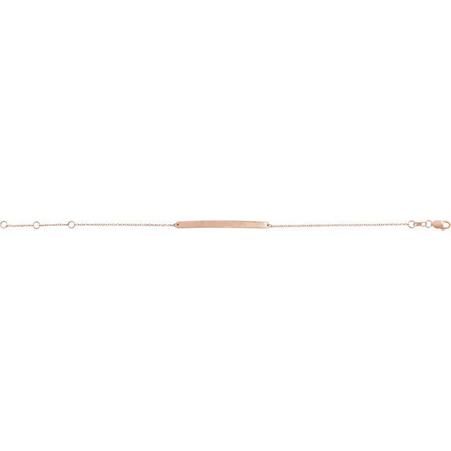 14K Rose Engravable Skinny Bar 6 1/2-7 1/2 Bracelet
