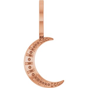 10K Rose Accented Crescent Moon Pendant/Charm