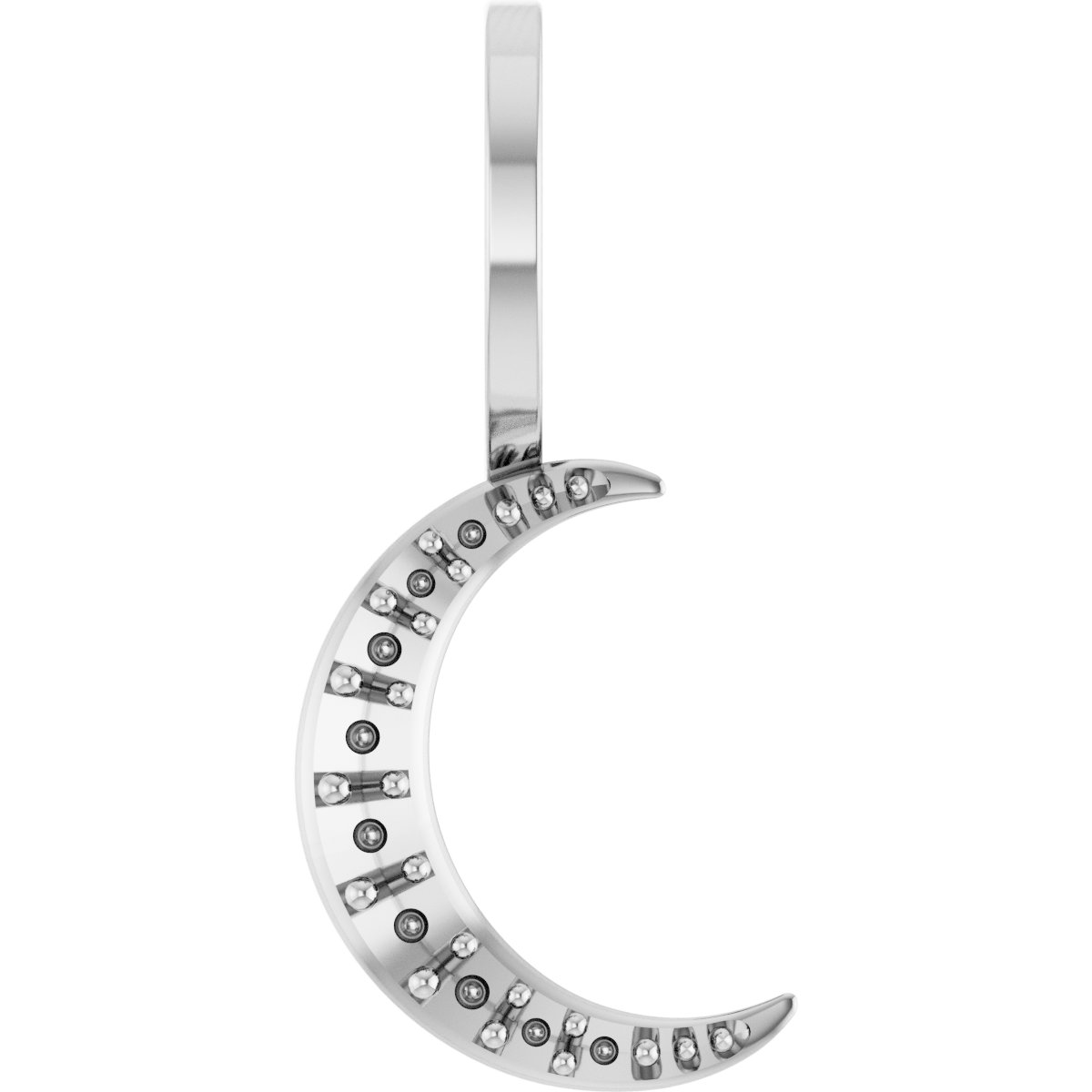 18K Palladium White Accented Crescent Moon Pendant/Charm