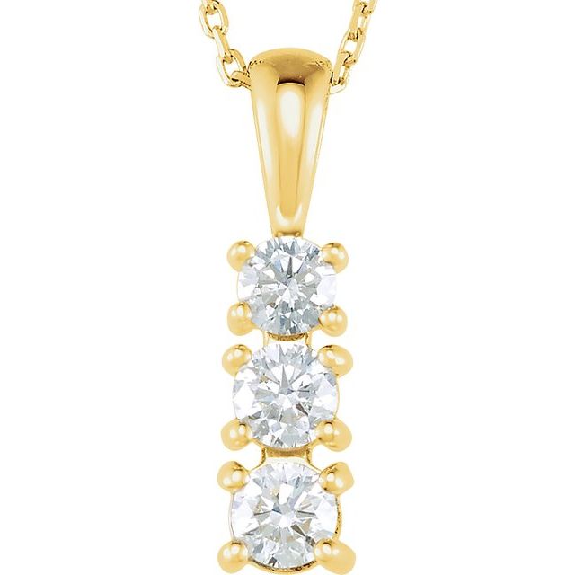 14K Yellow 1/2 CTW Natural Diamond Graduated 18" Necklace