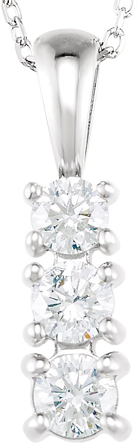 14K White 1/2 CTW Natural Diamond Graduated 18" Necklace