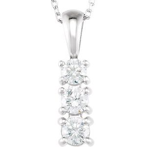 14K White 1/2 CTW Natural Diamond Graduated 18" Necklace