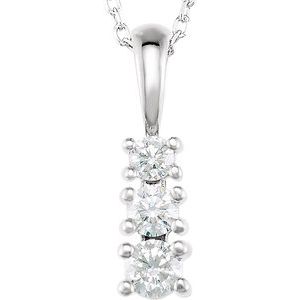 14K White 1/3 CTW Natural Diamond Graduated 18" Necklace