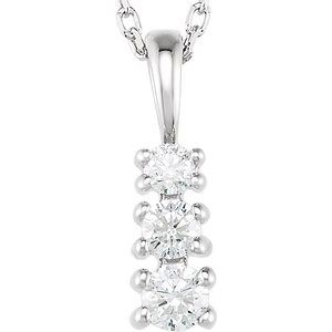 14K White 1/6 CTW Natural Diamond Graduated 18" Necklace