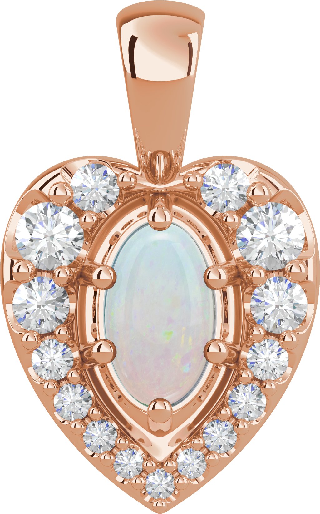 14K Rose Natural White Opal and 0.13 CTW Natural Diamond Pendant Ref 19337316