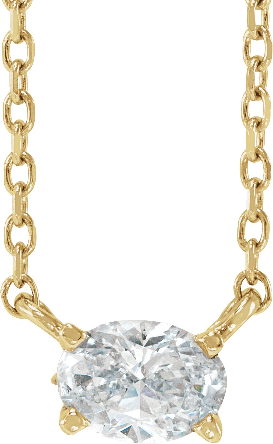 14K Yellow 1/2 CTW Lab-Grown Diamond Solitaire 16-18" Necklace