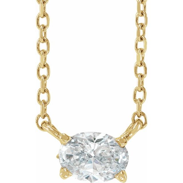 14K Yellow 1/4 CT Natural Diamond Solitaire 16-18" Necklace
