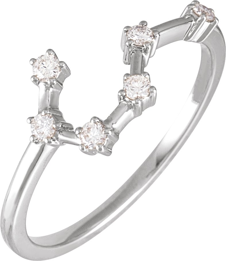 14K White 1/6 CTW Natural Diamond Taurus Constellation Ring