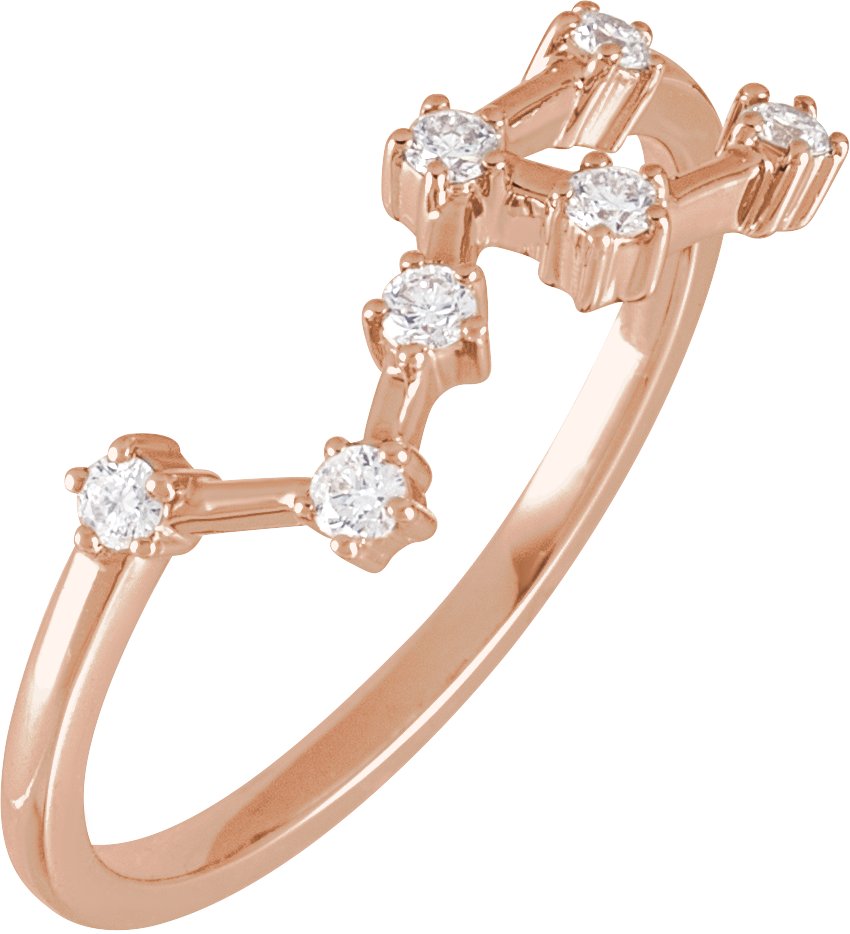 14K Rose 1/5 CTW Natural Diamond Leo Constellation Ring