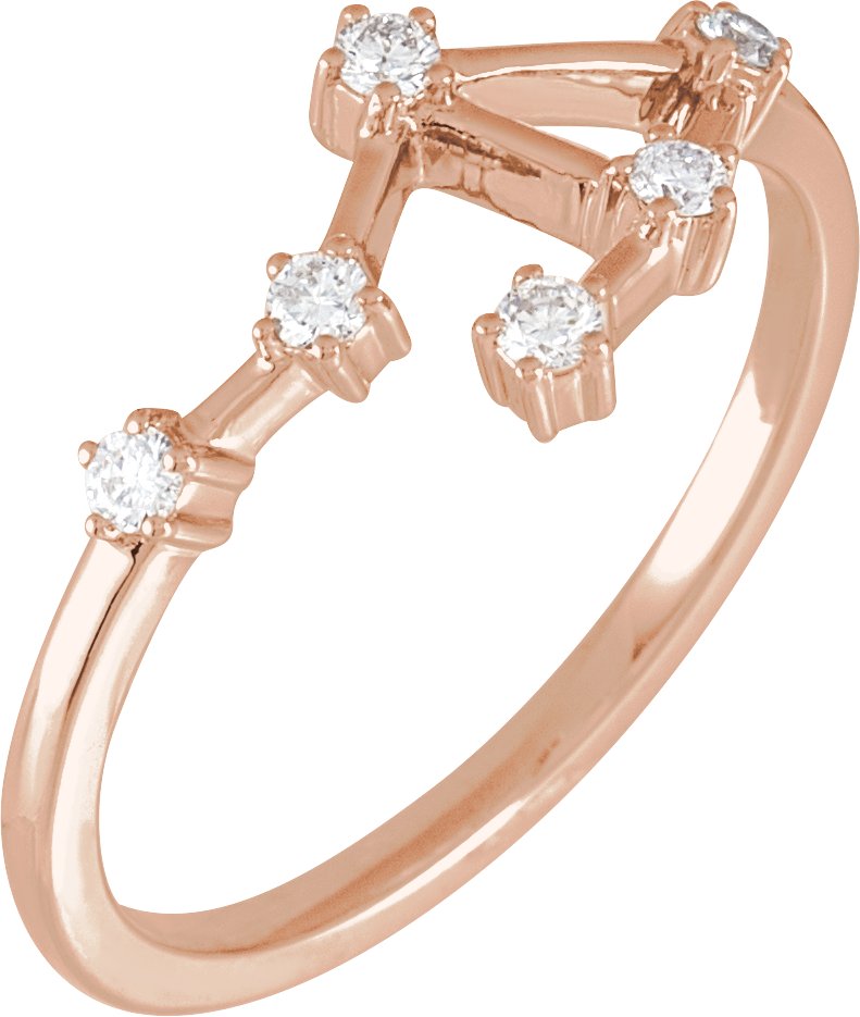 14K Rose 1/6 CTW Natural Diamond Libra Constellation Ring