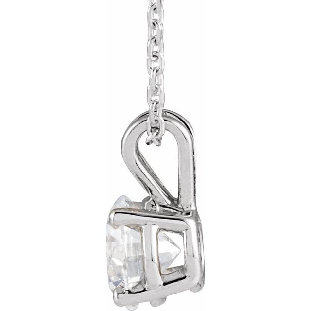 14K White  7/8 CT Lab-Grown Diamond Solitaire 16-18 Necklace
