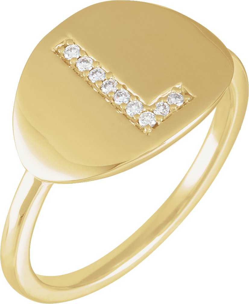 14K Yellow .05 CTW Natural Diamond Initial L Ring