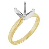 14K Yellow/White 5.5 x 5.5 mm Square Solitaire Engagement Ring Mounting